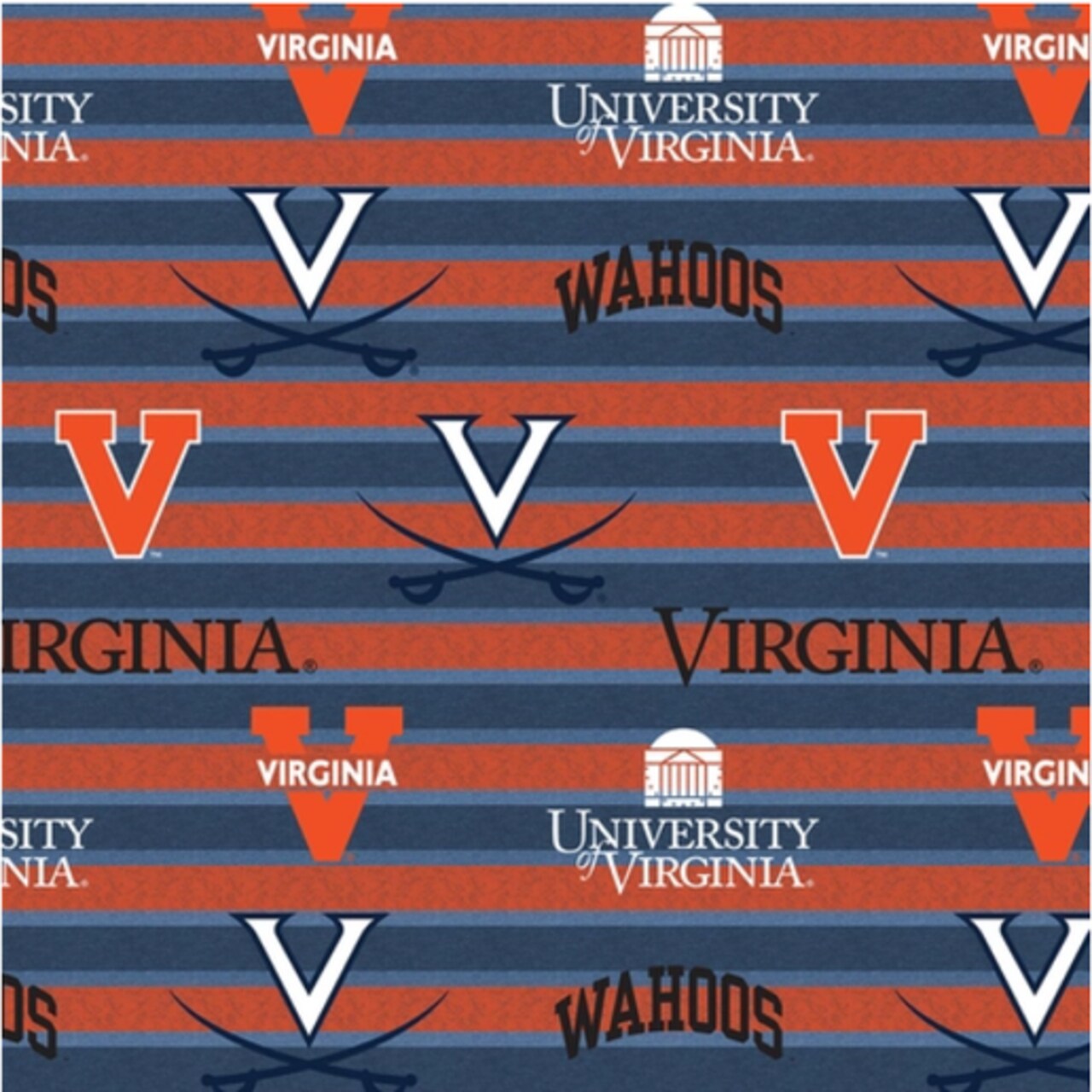 Licensed NCAA University of Virginia Polo Stripe Fleece UVA-1151 Fabric by the Yard